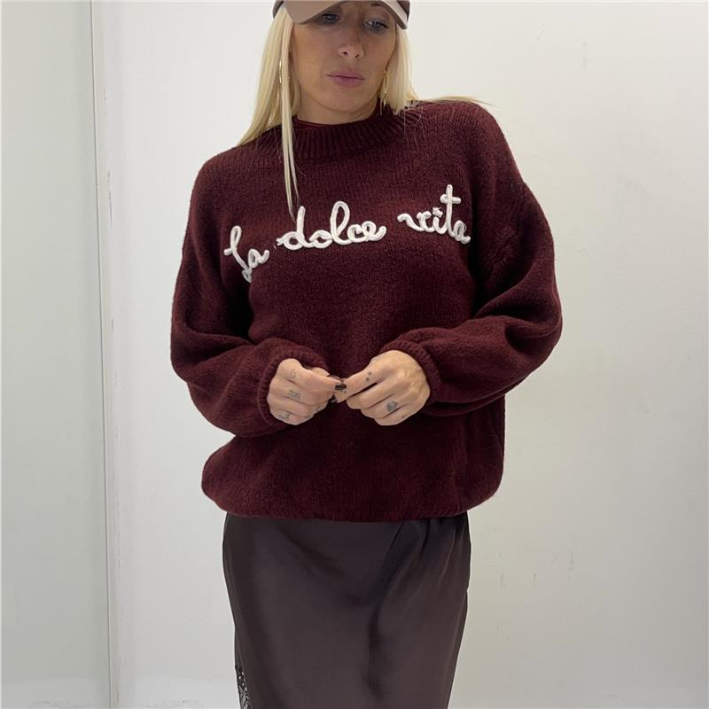maglione con ricamo la dolce vita